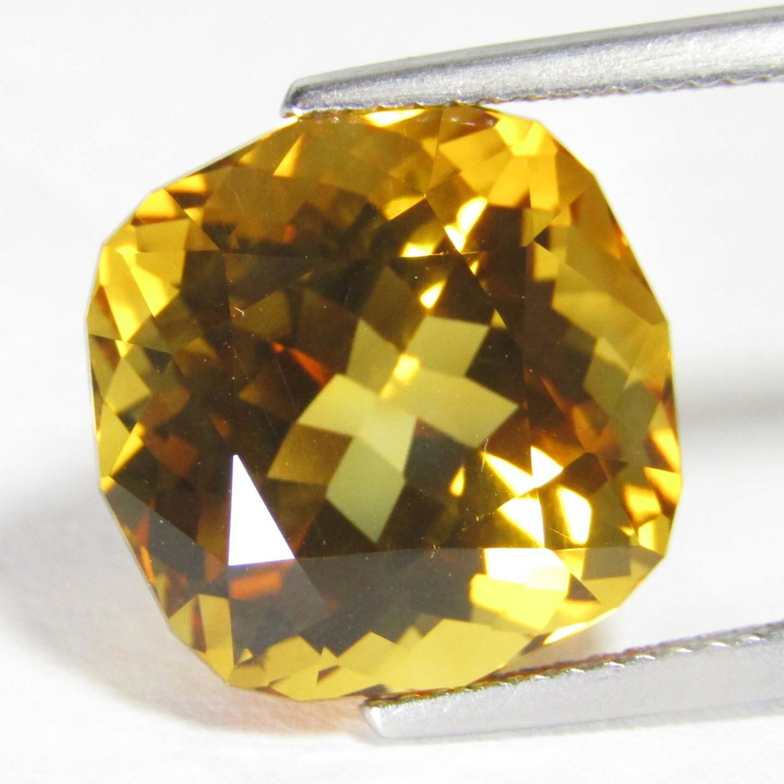 11.70Cts Lustrous Natural Citrine 14mm Cushion Custom Cut Collection Gemstone