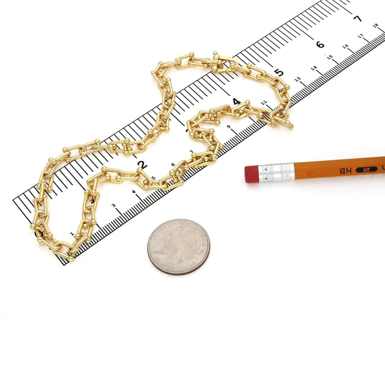 Solid 18K Yellow Gold Over 925 Silver 6.5mm HardWear Chain Necklace 16″-24″