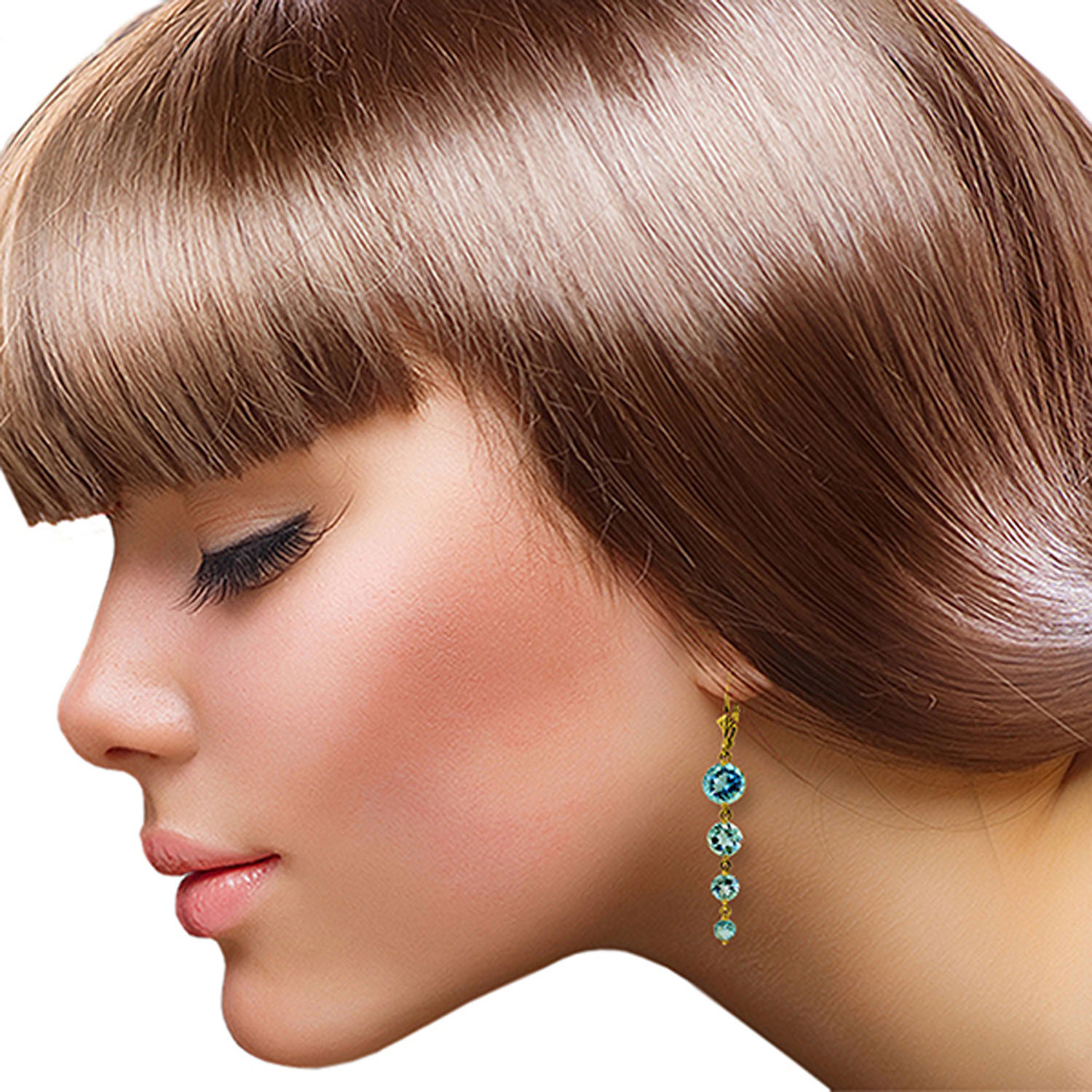 7.8 Carat 14K Solid Gold Drizzle Blue Topaz Earrings