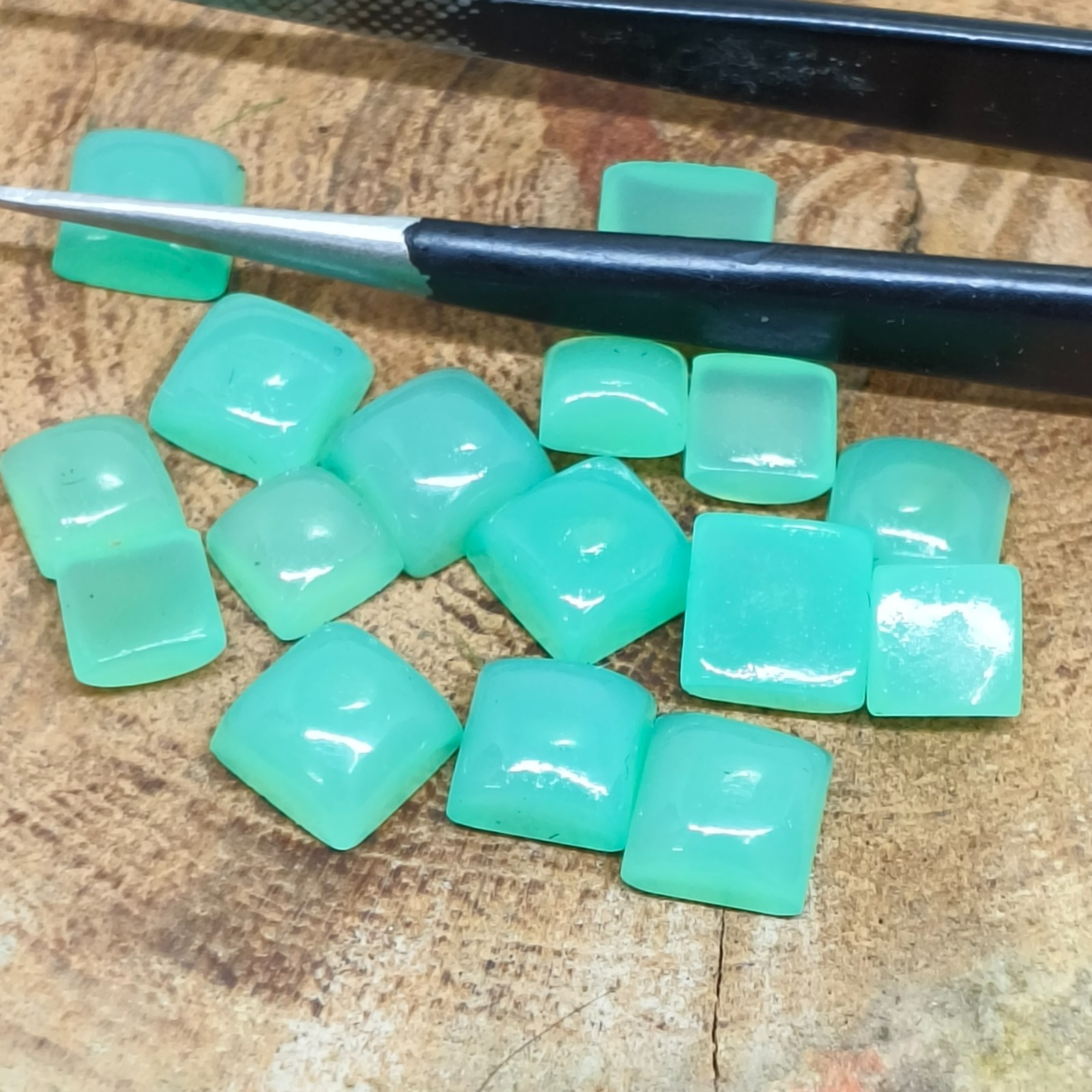 Natural Chrysoprase Chalcedony Square Cabochon Loose Gemstone 5mm-25mm