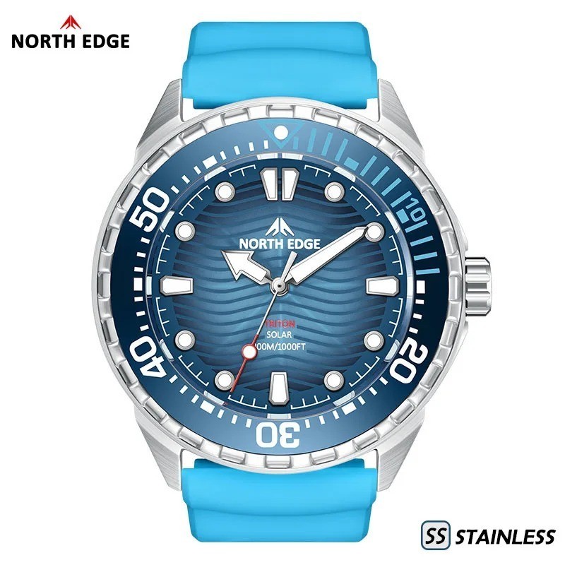 NORTH EDGE TRITON-TI Titanium Stainless Solar-Powered Diving Watch Luxury Quartz