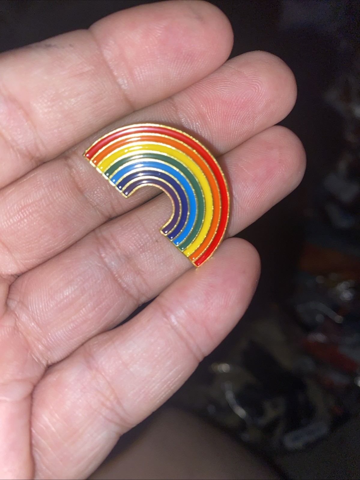 6 Pieces- 1” Enamel Rainbow Pin – Lapel, Purse, Backpack Pride Month Safety back