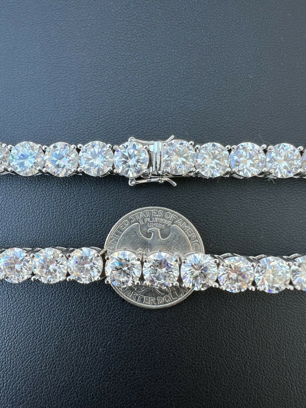 REAL BIG 8mm 100-170ct MOISSANITE Tennis Chain Necklace Pass Test 16-28″ Iced