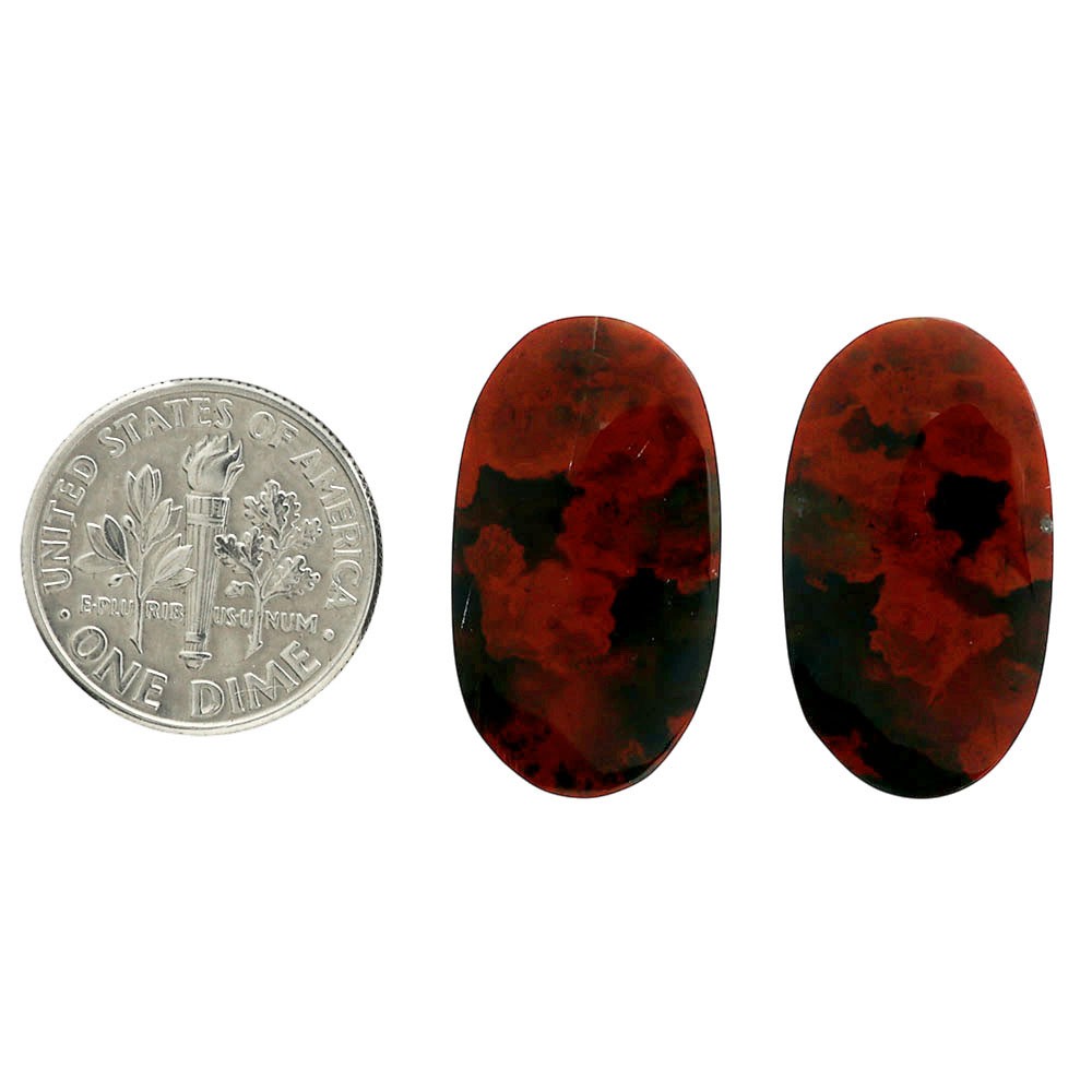 Natural Blood Stone Pair 13.25×23.7×4.5 mm Oval Shape Gemstone LS32-06978