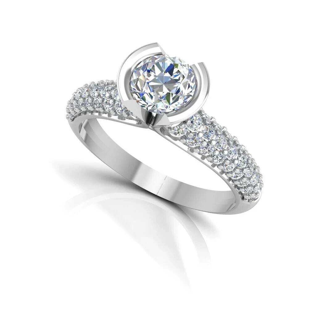 0.99 Ct Lab Created Diamond Engagement Proposal Ring 925 Sterling Silver Size 7