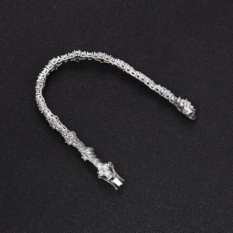 3mm Round Cut VVS1 Moissanite Tennis Bracelet 925 Sterling Silver Christmas Gift