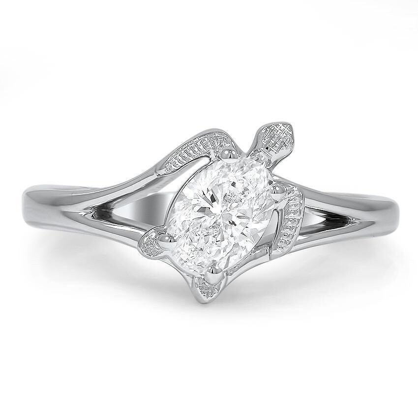 7*5MM White Oval Cut Cubic Zirconia Turtle Shape Engagement Ring In 925 Silver