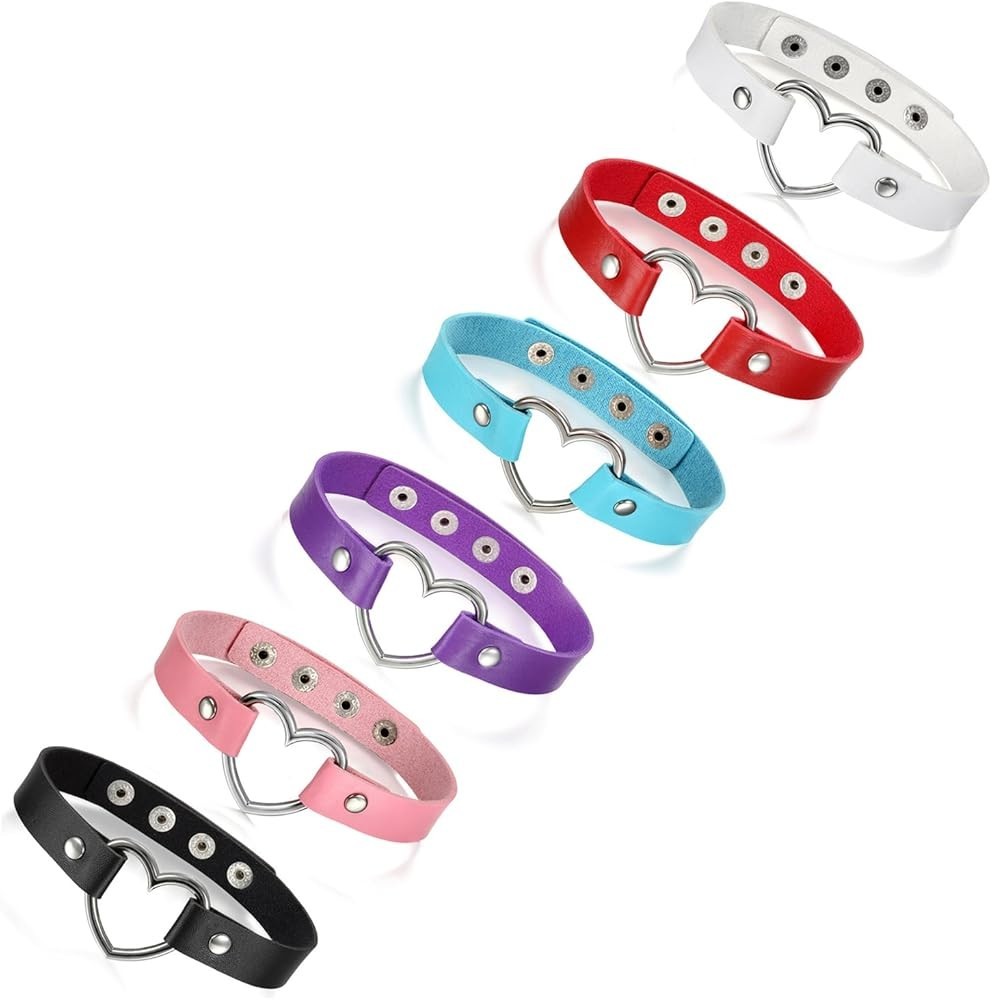 Punk Rock PU Leather Heart Choker Necklace Gothic Collar Harajuku Women Jewelry