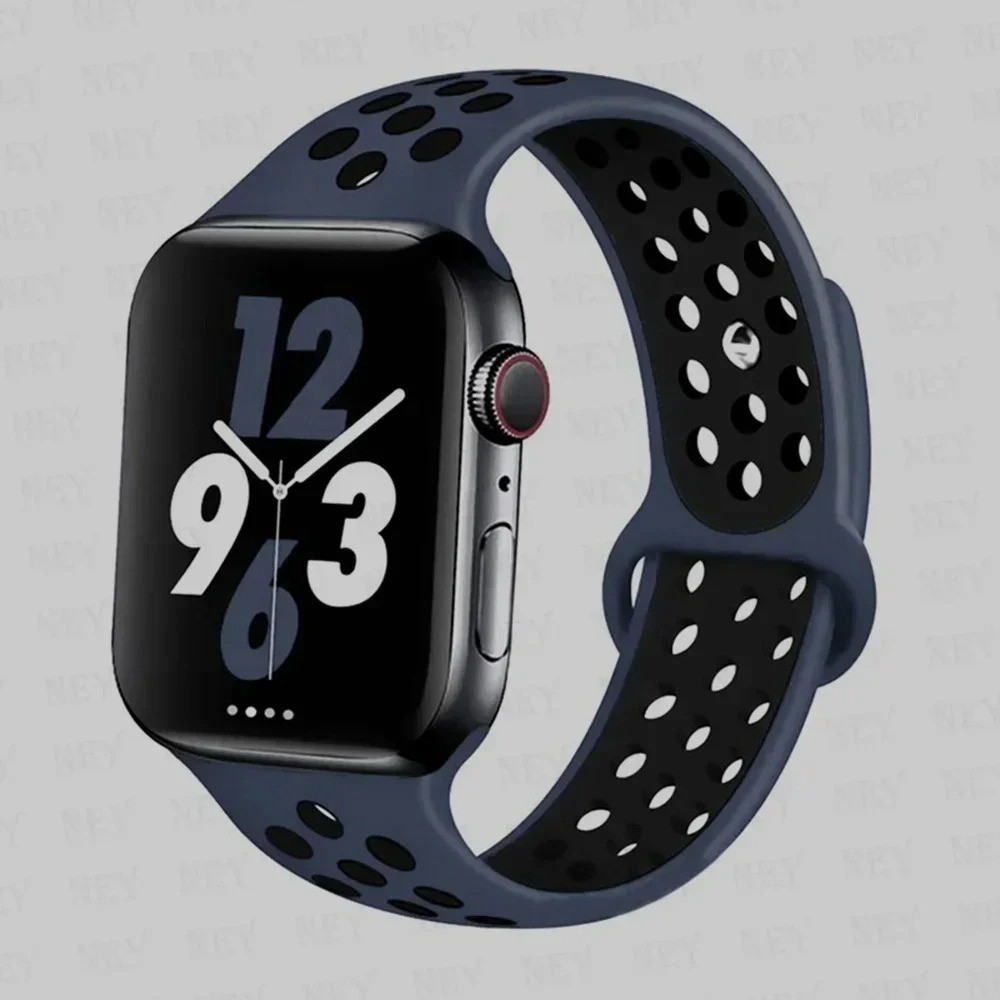 Silicone Sport Strap Band for Apple Watch Series 9 8 7 6 5 4 3 2 1 SE