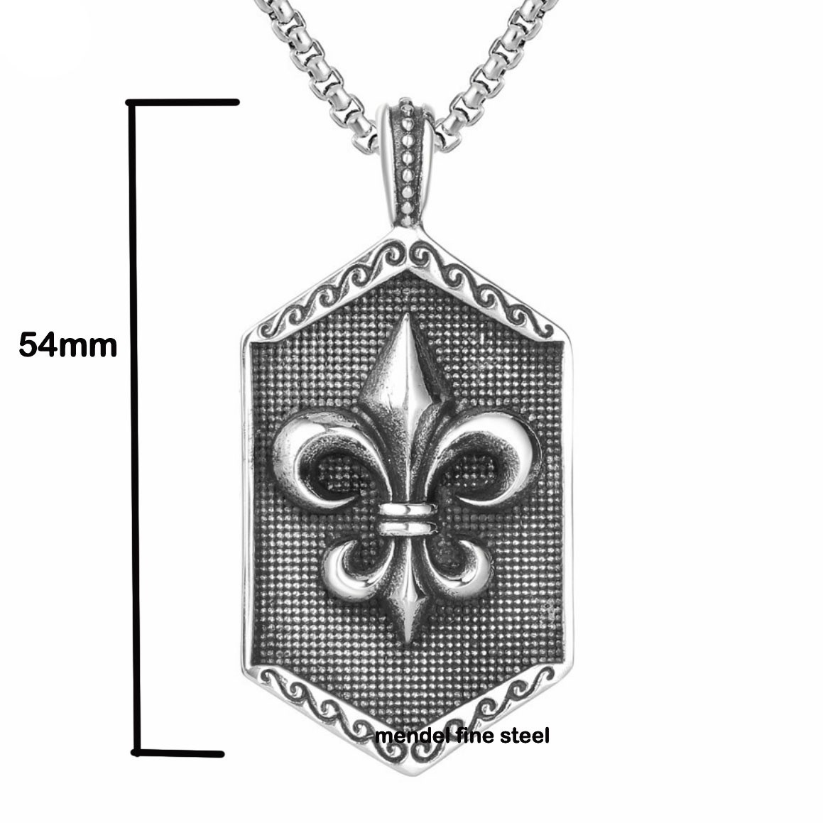 MENDEL Cool Mens Statement Fleur de lis Necklace Pendant Stainless Steel For Men