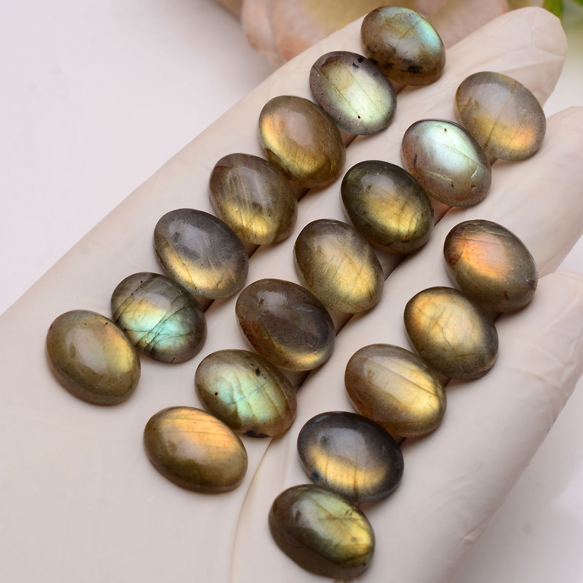 12 Pcs Natural Labradorite Flashy 16mmx12mm Oval Cabochon Loose Gemstones Lot