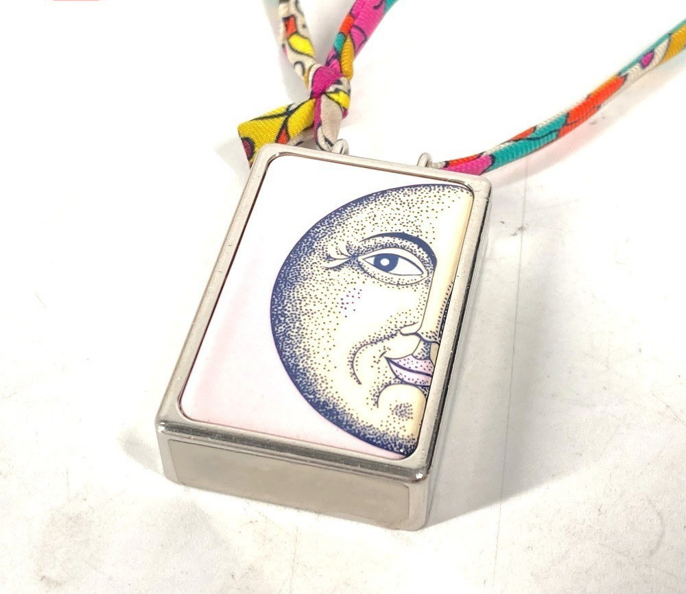 HERMES Moon Motif Pill Case Accessory Boite à Rêve Necklace Silver Women’s