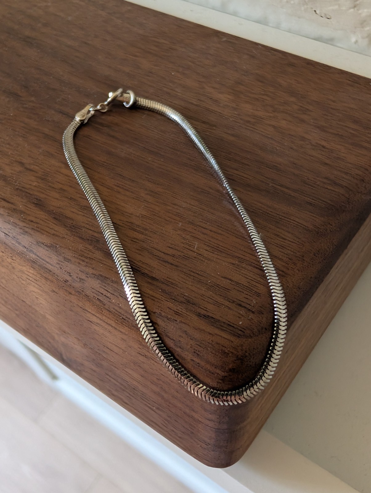 Solid White Gold 585/14kt Snake Chain Bracelet, 2mm wide