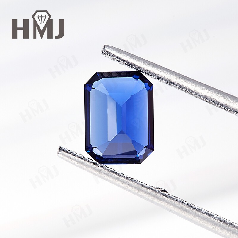 Emerald Shape Lab Created Royal Blue Sapphire Stones AGL Jewelry Loose Gemstones