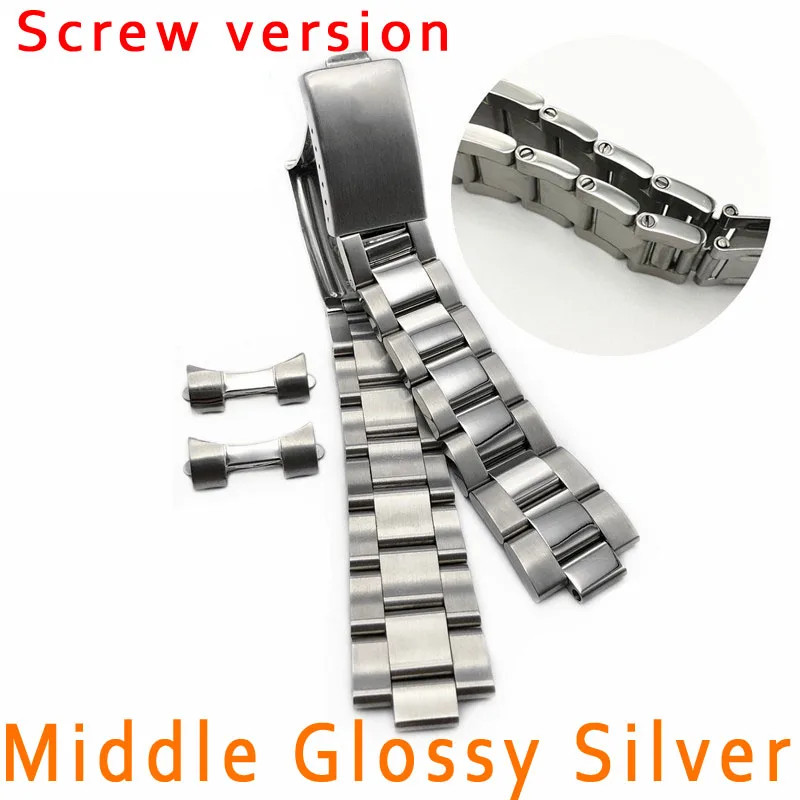 Stainless Steel Curved End Watch Band 13mm 17 18 19 20mm 21mm Metal Watch Strap