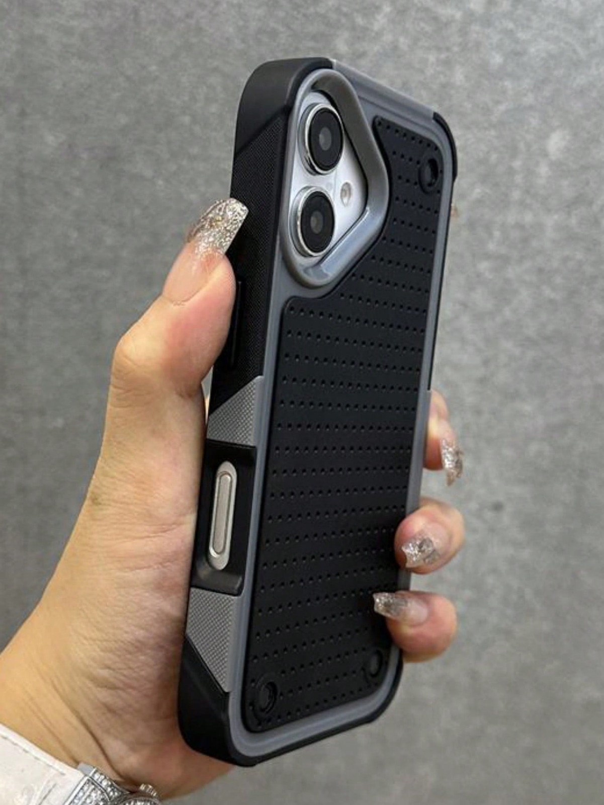 Gray Black Military-Grade Shockproof Case For iPhone 11 To 17 Pro Max