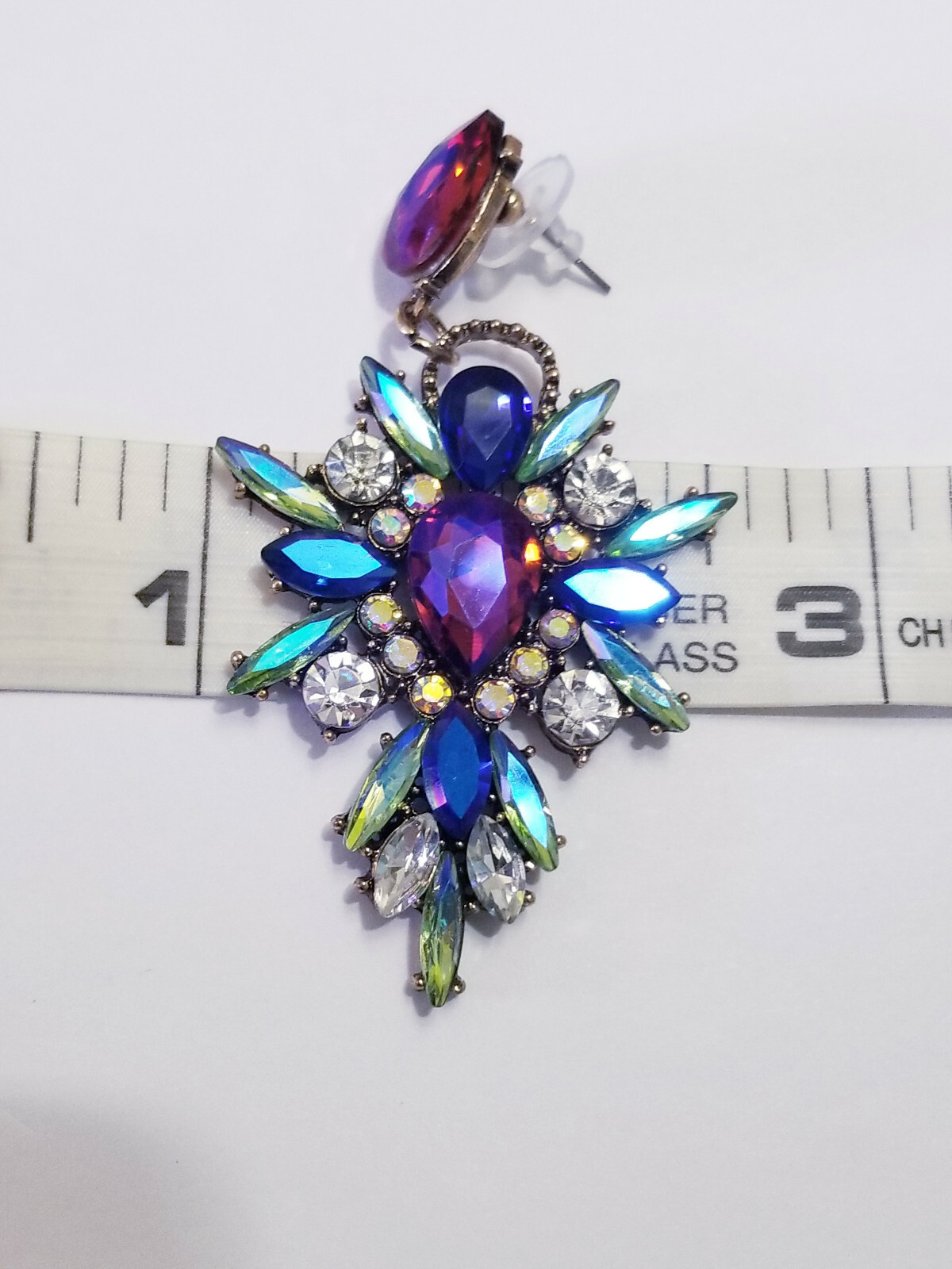 Chandelier Earrings Topaz Rhinestone Crystal 2.8 in