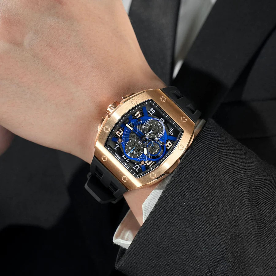 Tsar Bomba TB8211Q-05 Elemental Quartz Rose Gold Blue Dial