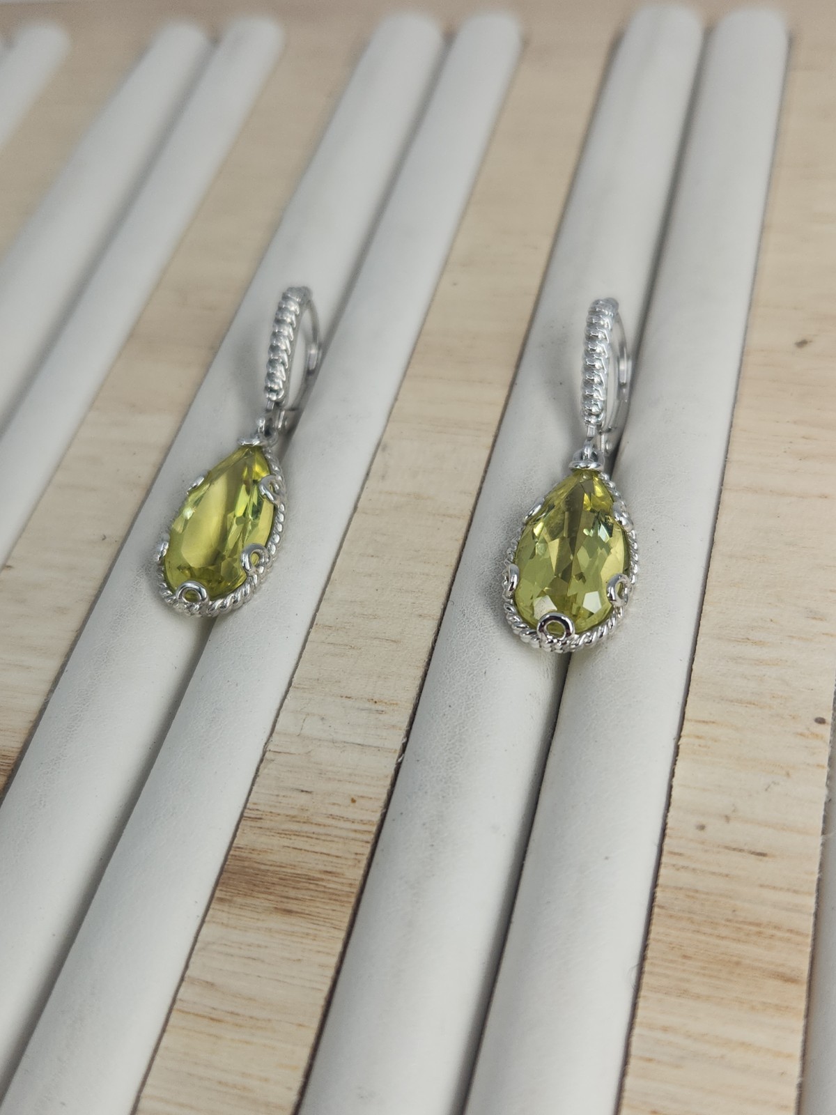 Anthony Nak Atelier 925 Sterling Silver Lemon Quartz Leverback Earrings 35mm