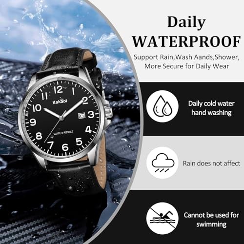 Watch for Men, Fashion Minimalist Wrist Watch Waterproof Quartz Analog 02-Black