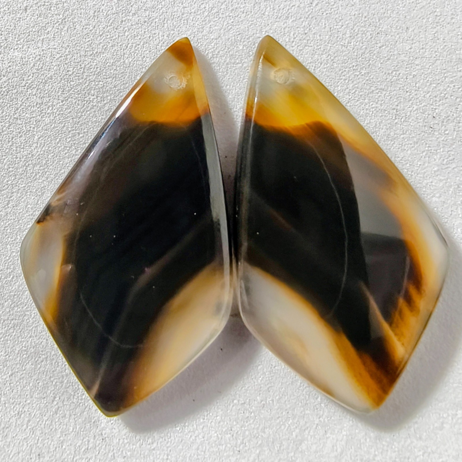 34 Cts Natural Montana Agate Drilled Match Pair Cabochon Gemstone 31.8 X 18.1 MM