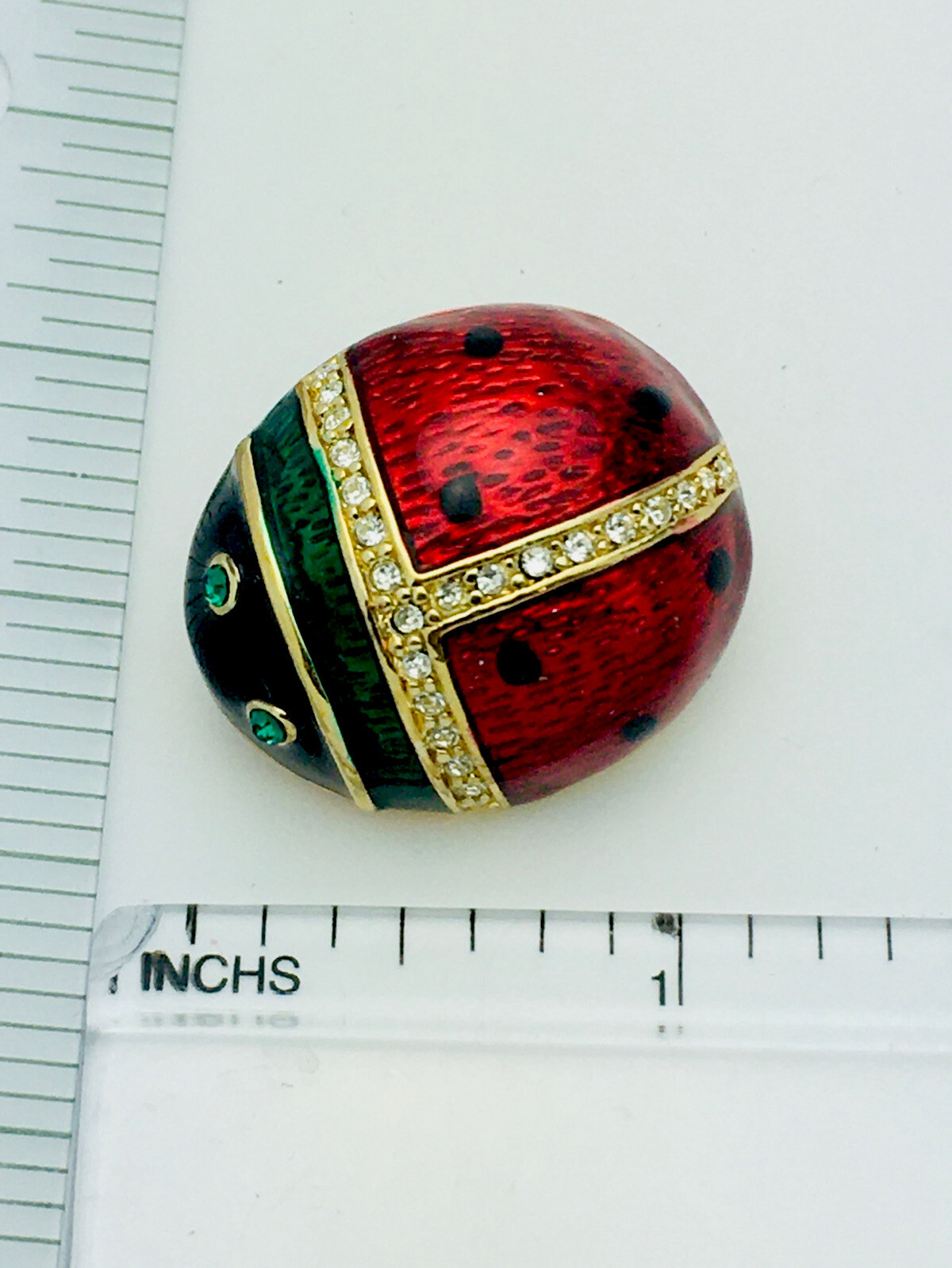 Crystal Enamel Ladybug Pin Brooch gold black red