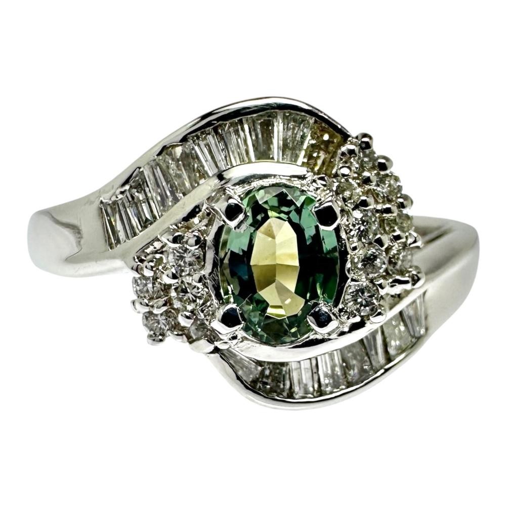 US 7 alexandrite 0.36ct diamond 0.30ct in total Ring Pt900Platinum 4.9g Women