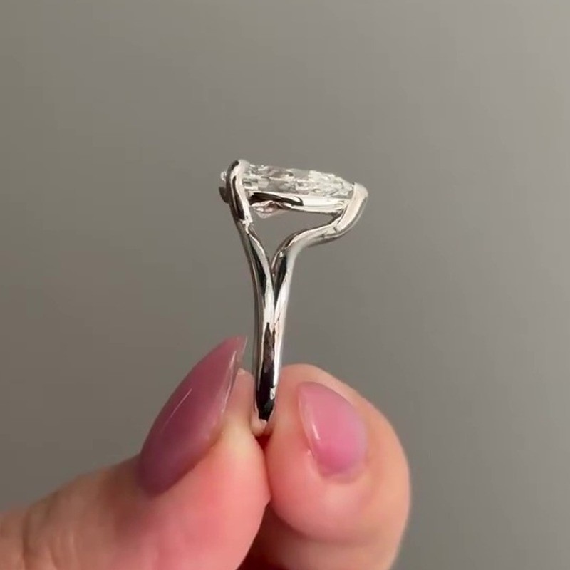 1.90 CT Pear Cut Moissanite Solitaire Engagement Ring In 14k White Gold Plated