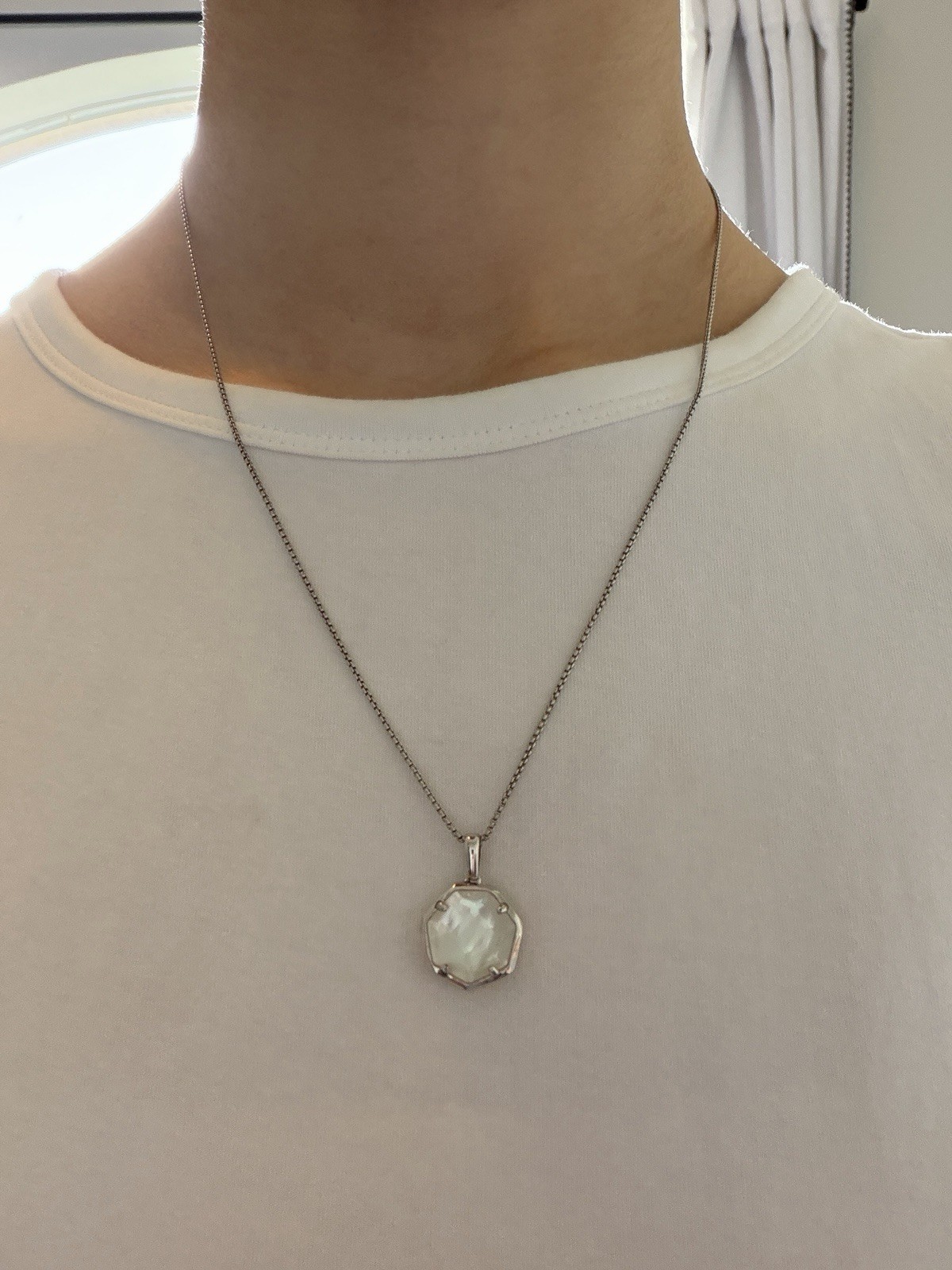 White House Black Market Mother Of Pearl Octagon Pendant Necklace