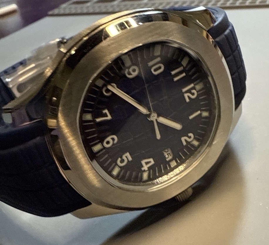 Custom 40mm “Aqua” Style Blue Dial Mod Watch w/ NH35 Automatic