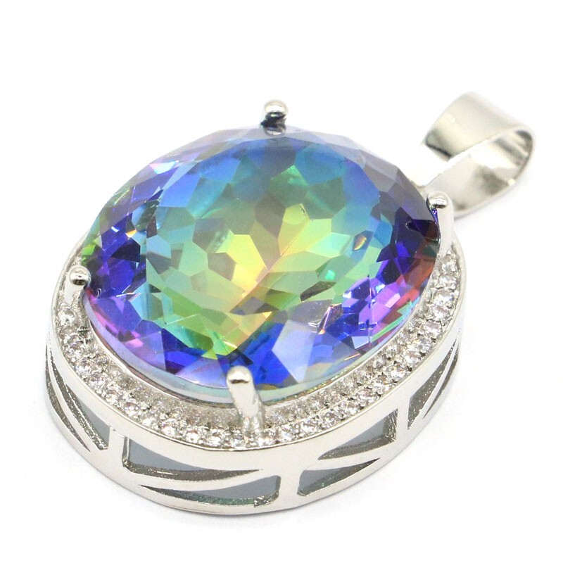 Buy 2 Get 1 Free Big Alexandrite Topaz Tanzanite Peridot TourmalinSilver Pendant