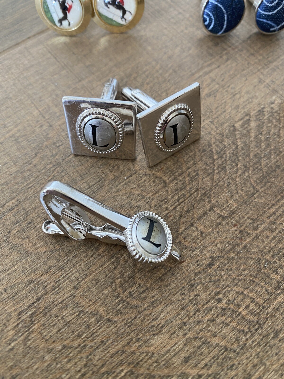 Vintage Lot 14 Pairs Cufflinks 9 Tie Tack Pins+ Anson, Speidel, Swank ,Speidel