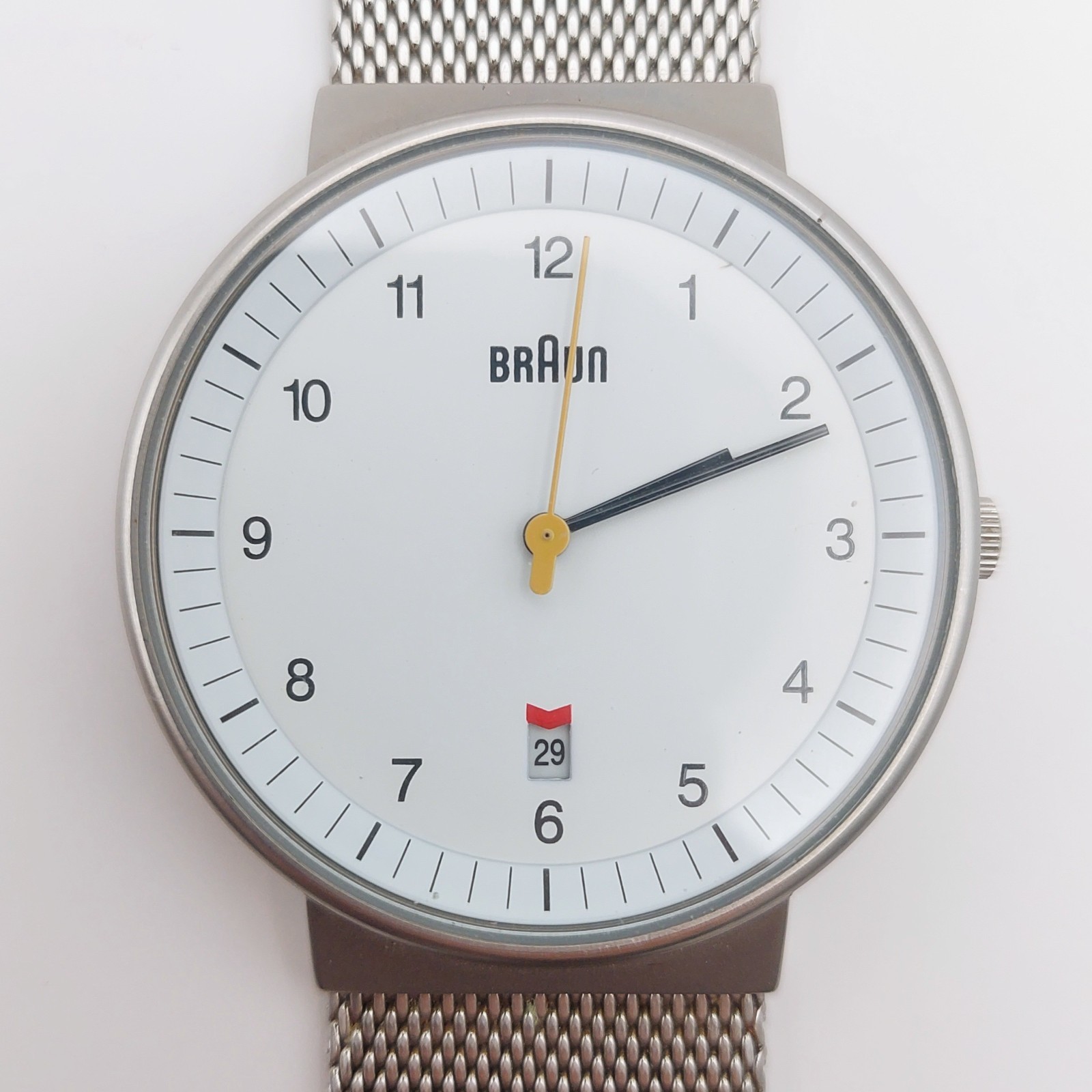 BRAUN BNH0032WHSLMHG White Dial Quartz Mesh Stainless Steel Watch Men In hand