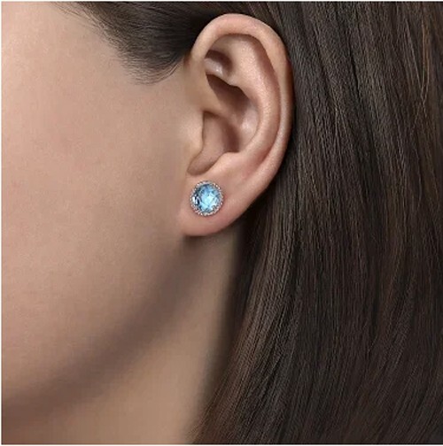 Gabriel & Co 925 Sterling Silver Bujukan Blue Topaz Stud Earrings