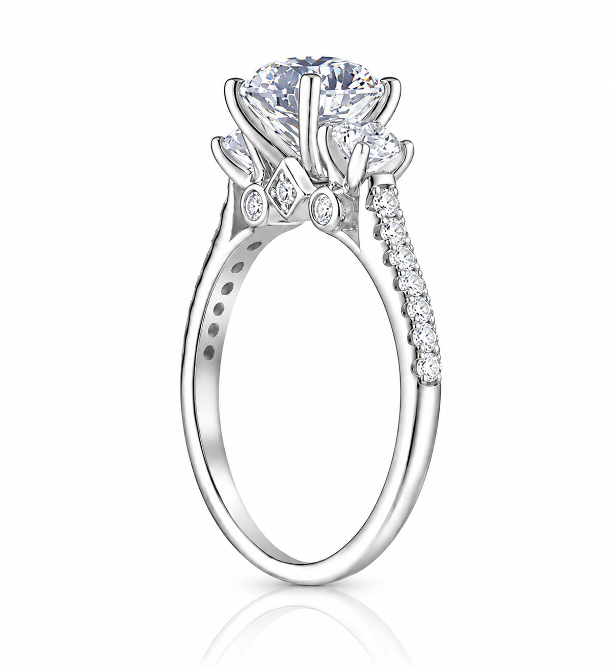 Silver Plated Elegant Round Cubic Zirconia Wedding Ring For Women Size 6-10