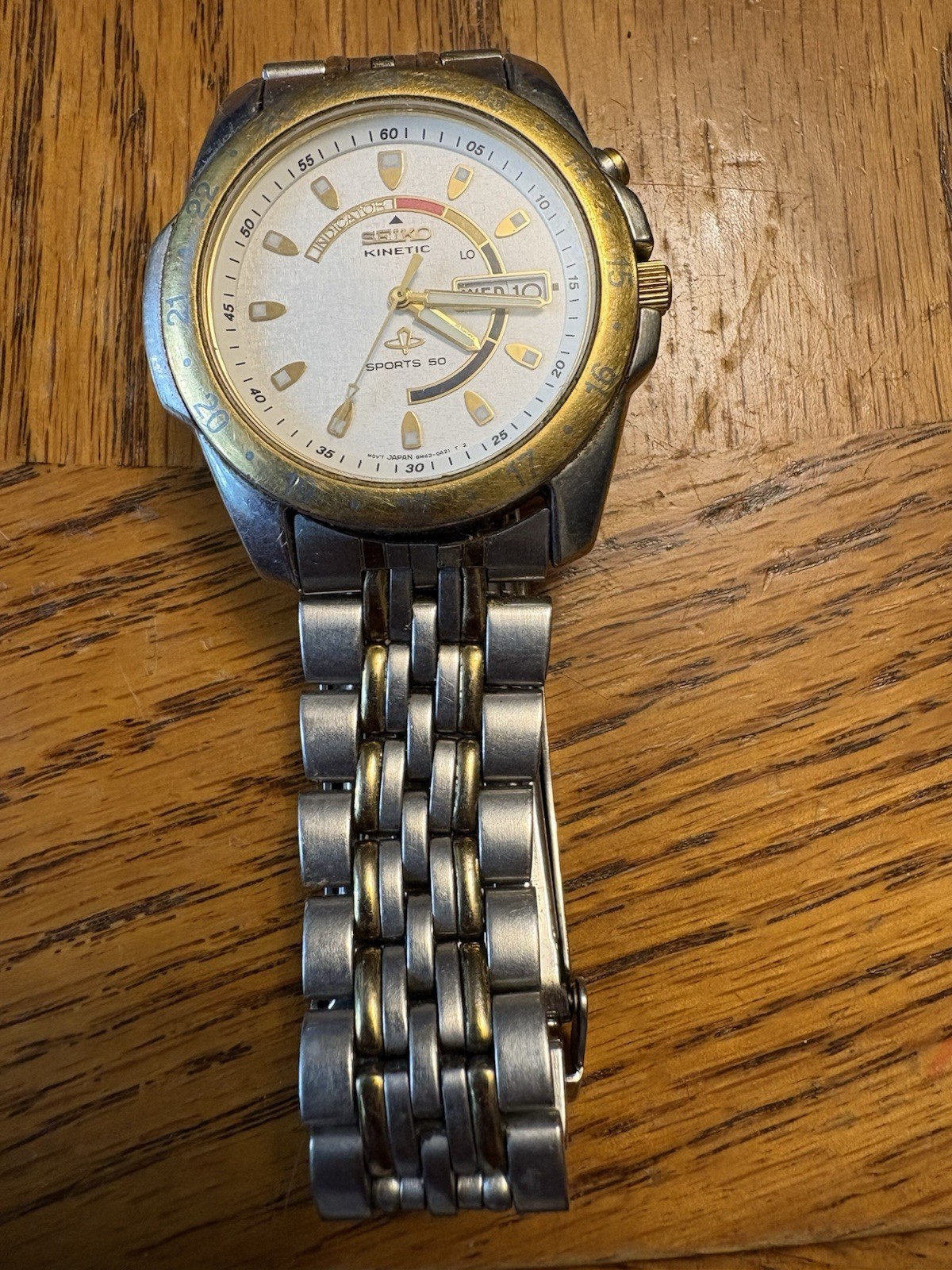 Seiko Kinetic Sports 50 5M43 Day Date Two Tone |