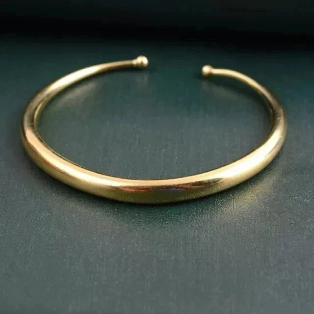 7mm 8″ Adjustable Open Cuff Women’s Bangle Bracelet 14k Yellow Gold Plated