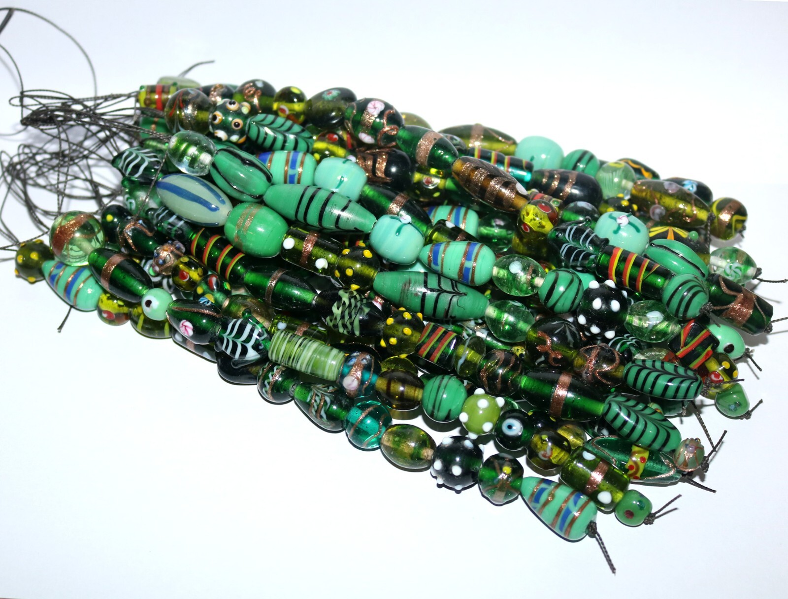 30 strands lot Lamp work Beads, 5 each in 6 color combination, Handmade Glass