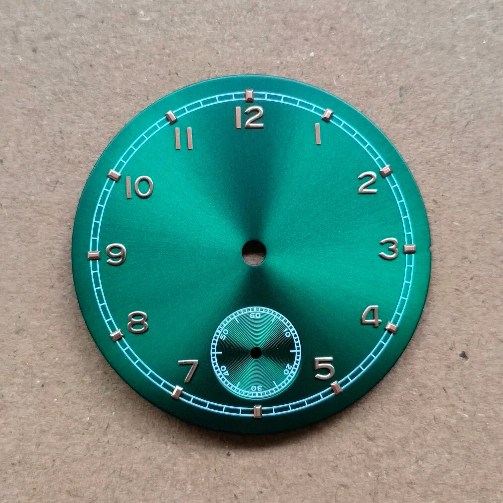 37mm green dial Rose gold number Thickness 0.4mm for ETA6498 ST3621 movement