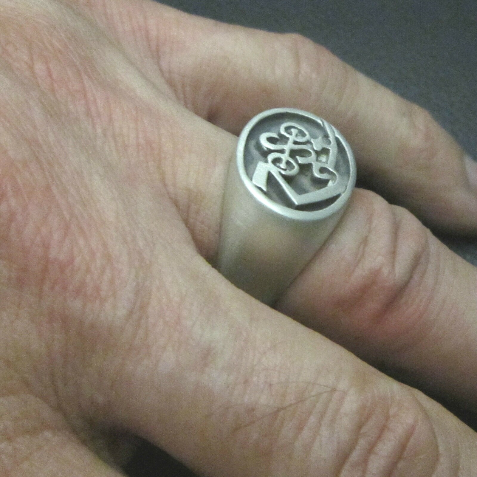 MJG STERLING SILVER OVAL ZOSO RING. JIMMY PAGE. LED ZEPPELIN. STARTS AT SIZE 10