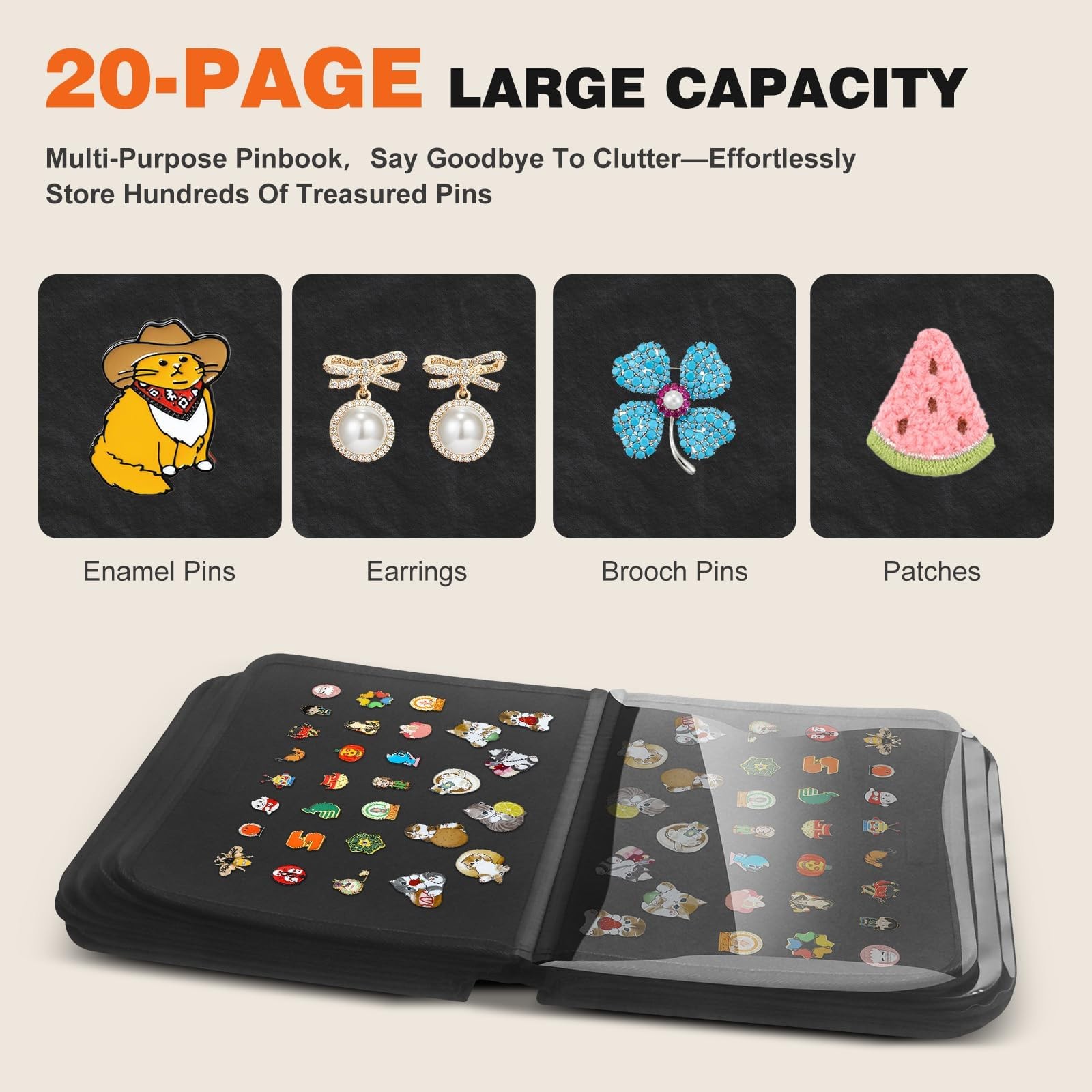 Enamel Pin Display Bag & Pin Trading Book for Collectors – Large Capacity 20 …