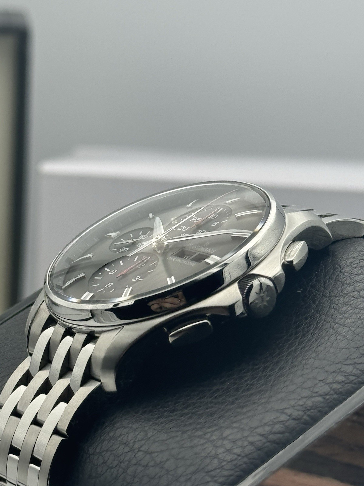 Junghans Meister S Chronoscope 45mm Green Dial Watch 27/4023.45 *FULL SET!*