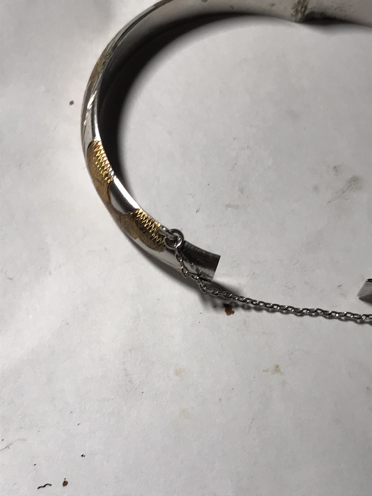 Kids victorian Sterling silver bangle Jewelry With Safety Chain 2.5”