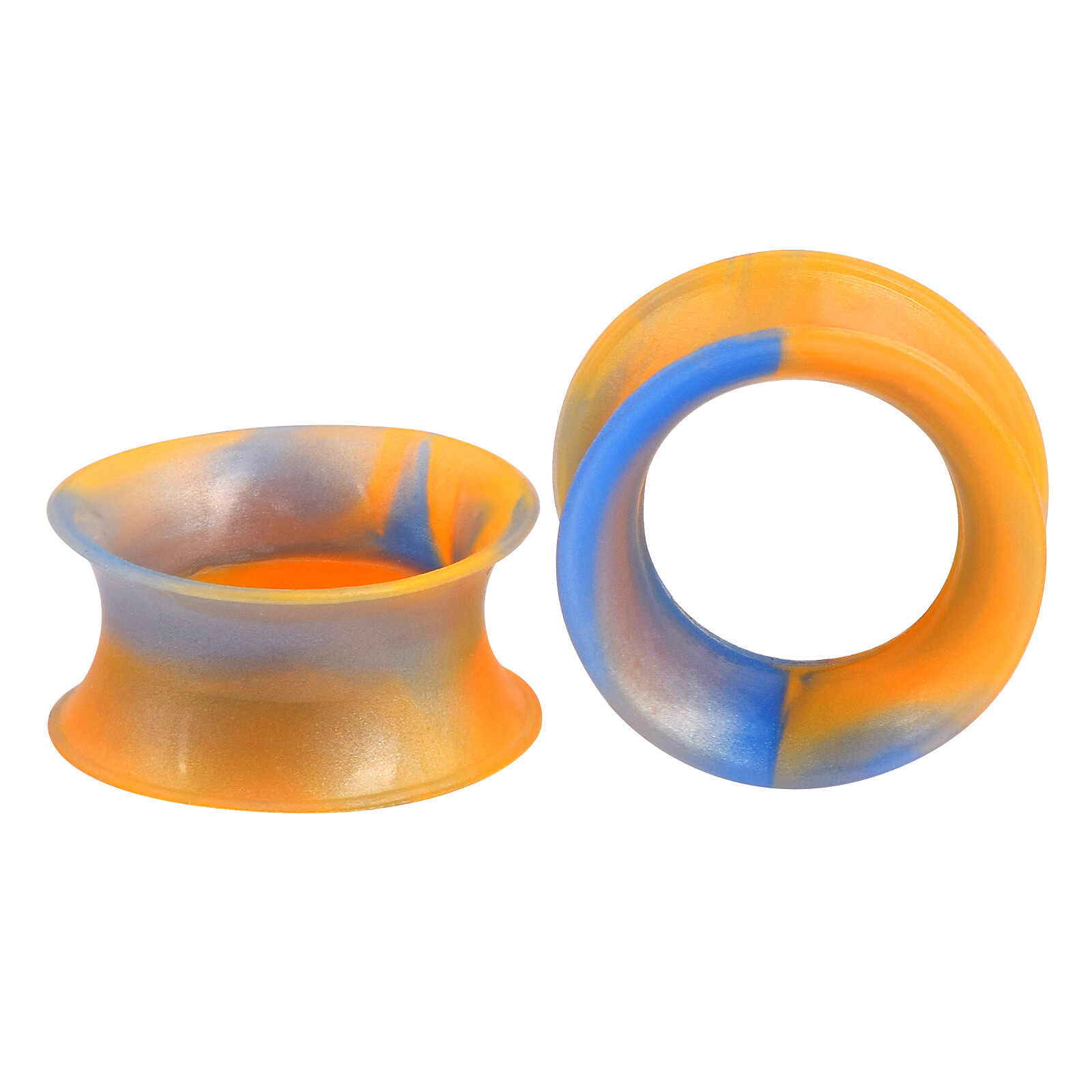 Pair Colorful Thin Silicone Ear Tunnels Plugs Gauges Earskin Earlets Flesh Gauge