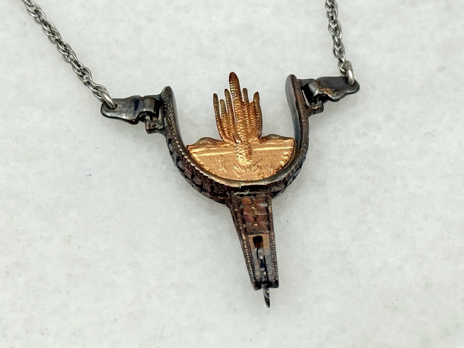 Vintage Holland’s Sterling Silver Spur West Texas Bar Clip w/ Chain & Orig Box