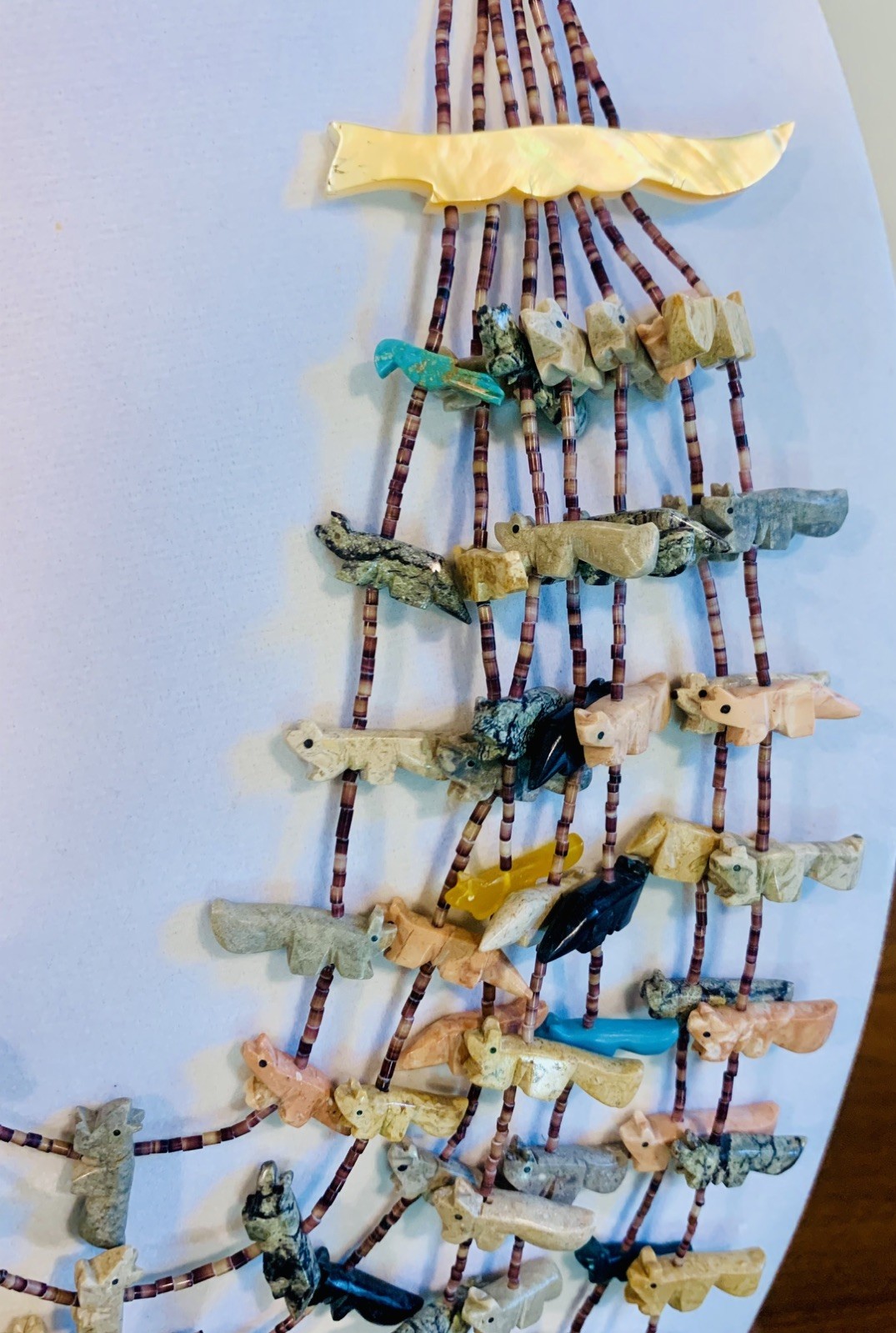 Huge! Native American 7 Strand Fetish Necklace 119 Carved Stone Animals Silver