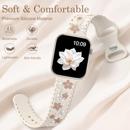 Floral Band 38mm/40mm/41mm/ (42mm-Series 11 10) Starlight & Milk Tea