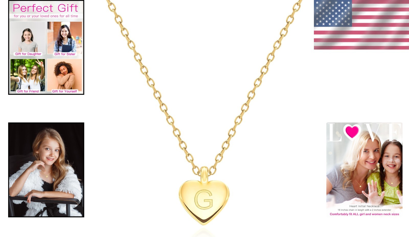 Personalized Heart Pendant Necklace, 18k Gold Engraved Love Jewelry for Women
