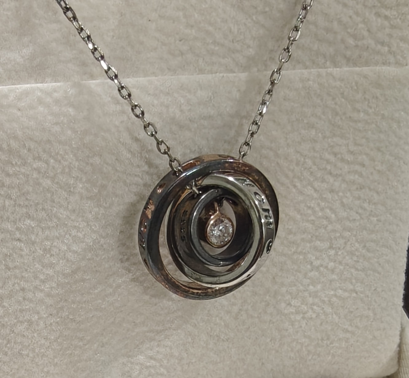 Vintage Sterling Silver Mom Sentiment Necklace | S925 Triple Ring Pendant