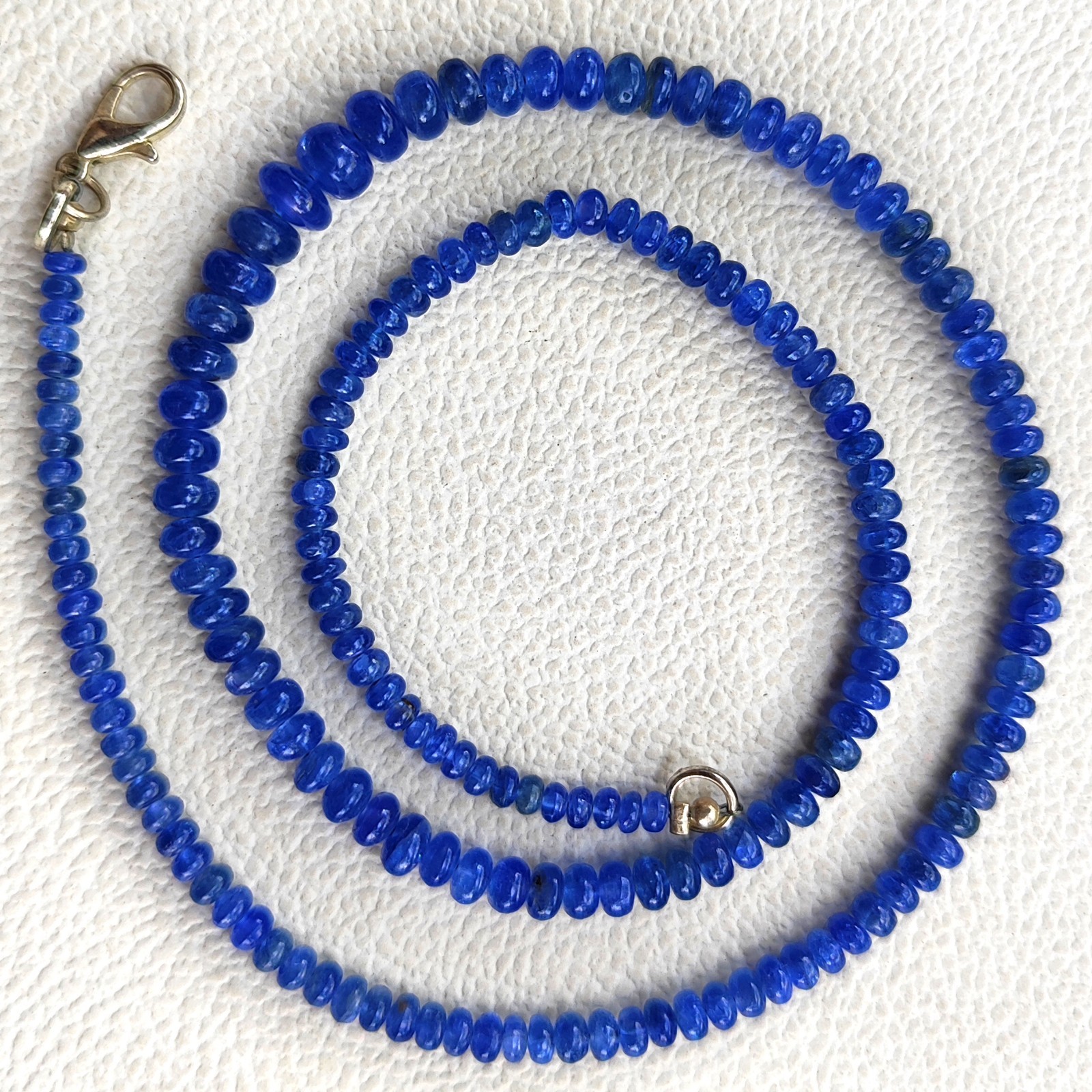 Natural Myanmar Sapphire 3-6.5mm Smooth Rondelle Beads 18″ Gemstone Necklace
